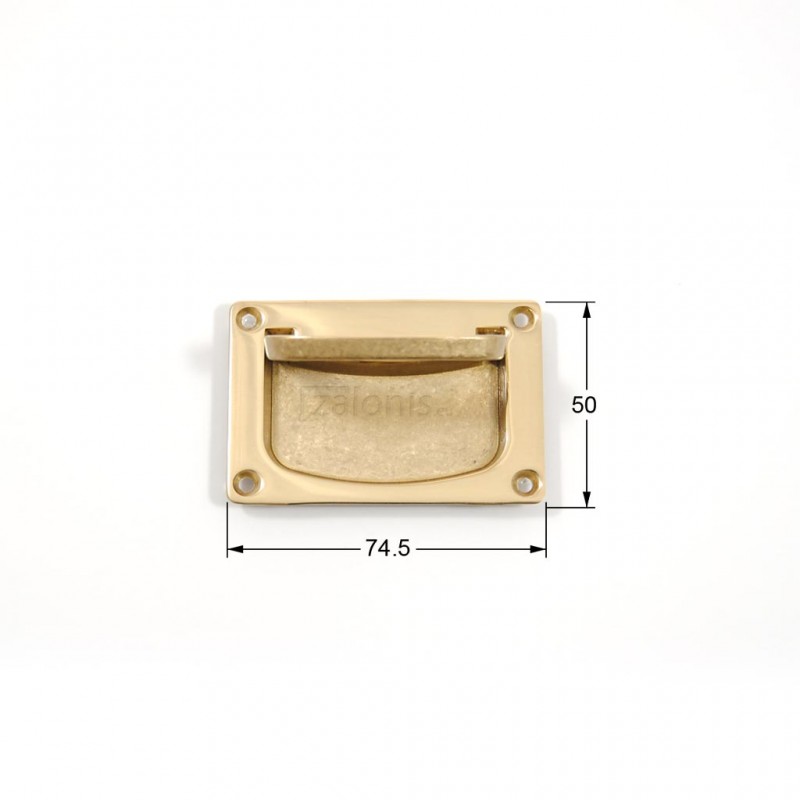 BRASS CHEST HANDLE 50x70 / GOLD PLATED DOOR INSET HANDLES-PULLS